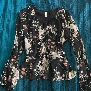 Floral Black Blouse